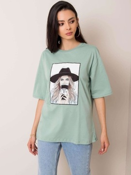 Miętowy t-shirt Madame RUE PARIS rozmiar S/36