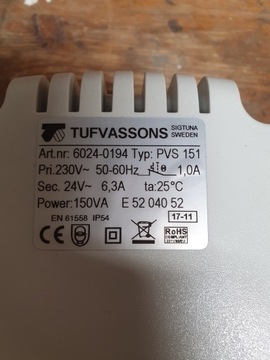 TUFVASSONS Transformator PVS 151