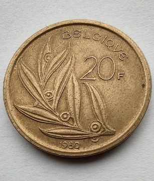 BELGIA 20 Francs 1980 ŁADNA