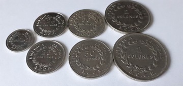 7 monet Kostaryka Colones Centimos