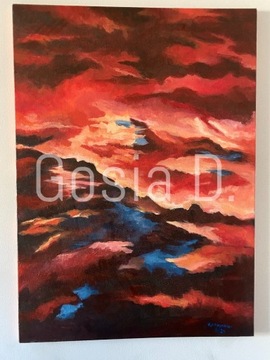 Obraz "Czerwień" 65x90cm akryl na płótnie