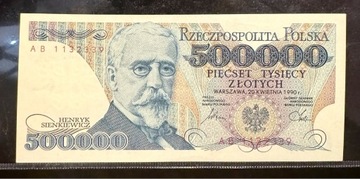 500000 złotych 1990 Seria AB UNC- L7 B.Rzadki!