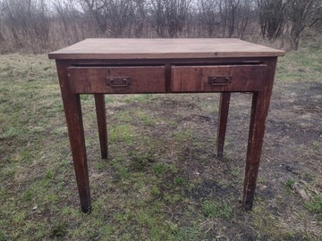 Stary stół drewniany biurko z szufladami 