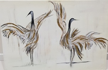 obraz ptaki, akrylowy ręcznie malowany