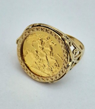 Złoty sygnet, biżuteria numizmatyczna