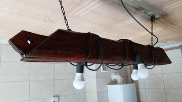 Przepiękna lampa w stylu LOFT z drewnianej belki.