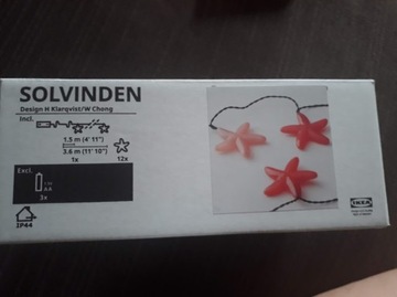 IKEA SOLVINDEN Girlanda LED 12 lampek gwiazda zew.