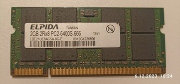MARKOWA Pamięć RAM ddr2 PC2 2GB 2Rx8 6400s-666