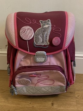 Plecak szkolny dla dzieci różowy, kot step by step