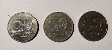 50 zł, 1990 r., 3 sztuki, III RP. (z10)