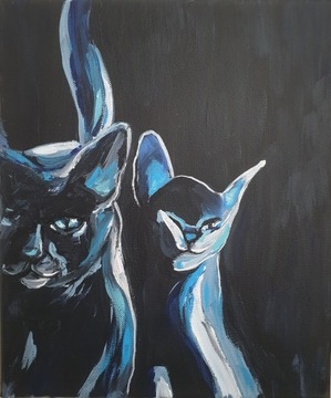 Obraz akrylowy ręcznie malowany "Koty"