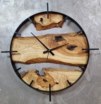 Zegar ścienny loft industrial Jesion 60cm stalowy 