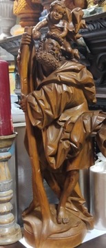 Rzeźba drewniana św. Krzysztof z dzieciątkiem 