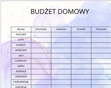 Planner budżetowy Styczeń - Grudzień