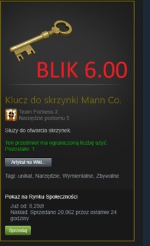 Klucz TF2 Mann Co. Supply Crate Key Team Fortress2