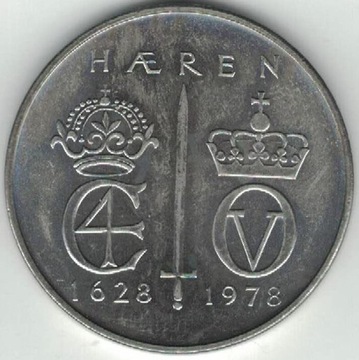 Norwegia 5 koron kroner 1978 Armia Haeren 29,5 mm 