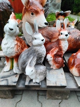 Zające króliki zające betonowe figura ogrodowa 