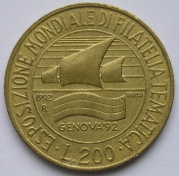 Włochy 200 lirów 1992