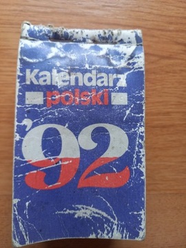 Oryginalna kartka z kalendarza 1992