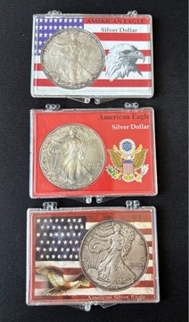 3x Srebrna moneta Amerykański Orzeł 1997,1998,2011