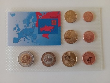 1eurocent-2euro 2007 r. Set 8 szt. Próbne. Rosja 