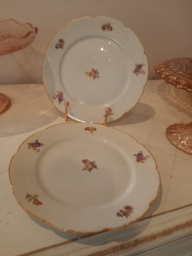 2 talerze deserowe giesche lata 1939-1945 stara piękna porcelana