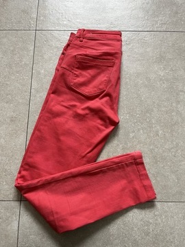 Zestaw spodnie jeansowe koralowe Promod i włoska bluzka 38 M