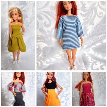 Zestaw 7 sztuk ubranek dla lalki Barbie handmade 