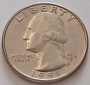 USA 25 centów - QUARTER DOLLAR 1991 r. "P"