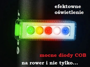 Lampa LED COB na Rower sygnalizator mocne światło