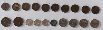 Zestaw monet Holandia 20 szt. 1948 Wilhelmina