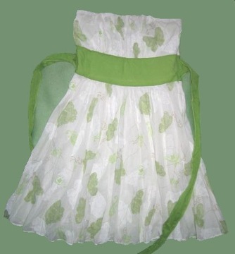Śliczna sukienka biało-zielona sexy motyle na lato