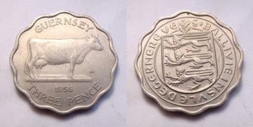 Guernsey 3 pensy 1956 r. Krowa