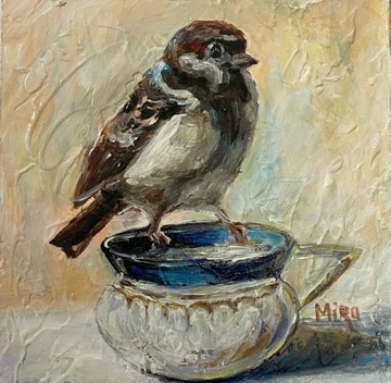 Ptaki Polski obraz akrylowy ręcznie malowany.