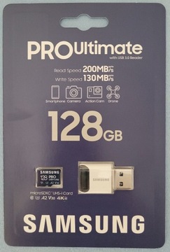 Karta pamięci Samsung PRO Ultimate 128GB + czytnik