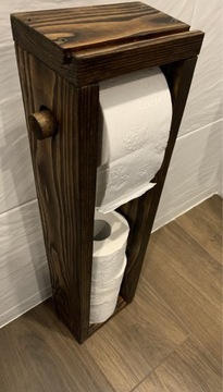 Drewniany stojak loft na papier toaletowy I tablet