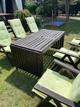 Zestaw mebli ogrodowych stół i 6 rozkładanych krzeseł