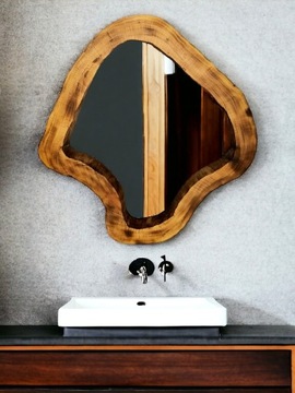 Nowoczesne lustro do łazienki  drewniane 