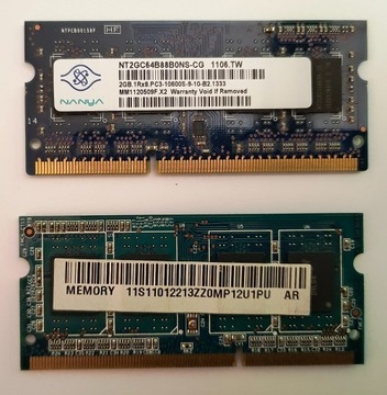 Pamięć RAM do laptopa DDR3 (2x2GB) 4GB