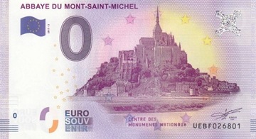 0 Euro banknot Abbaye du Mont Saint Michel rzadki