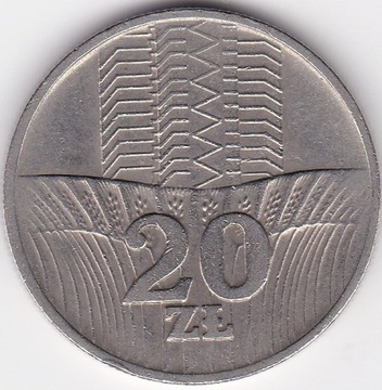 20 złotych - Wieżowiec i kłosy - 1976