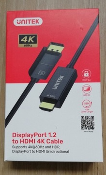 Kabel Unitek DisplayPort to HDMI 4K 60Hz 1.2 1.8m