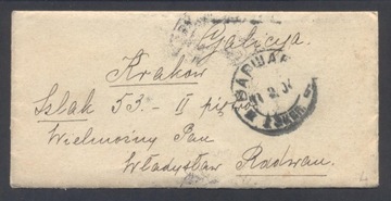 Koperta listu damskiego W-wa Kraków 1907r./Lot 4/