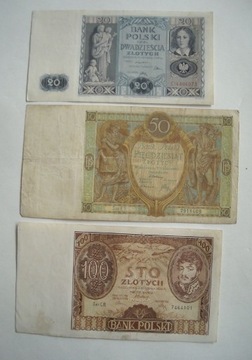 Zestaw banknotów 1929/34/36