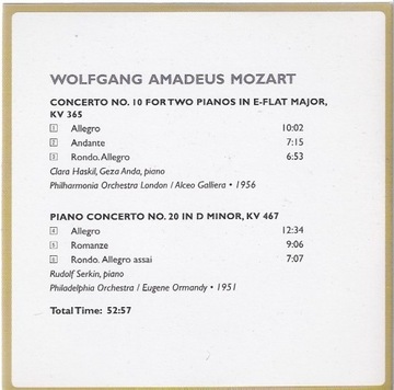 MOZART Piano concertos HASKIL, ANDA, SERKIN