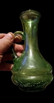 Piękny designerski wazon. Zielone tłuczone szkło 