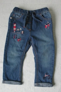 Next miękkie spodnie jeansy wciągane haft roz. 86