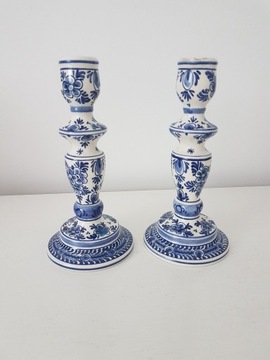 Delft para porcelanowych świeczników 