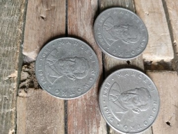 3 monety 20zl Marceli Nowotko rok 1974,1975,1976