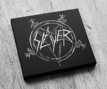Slayer logo ręcznie grawerowane na blasze Grawerka
